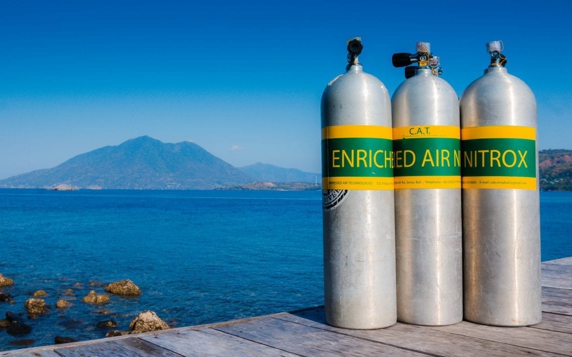 Nitrox tanks on our jetty