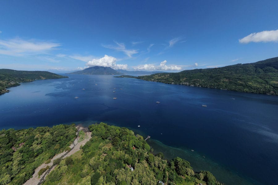 Aerial Shot of the Kalabahi Bay from above the Alami Alor Dive Resort