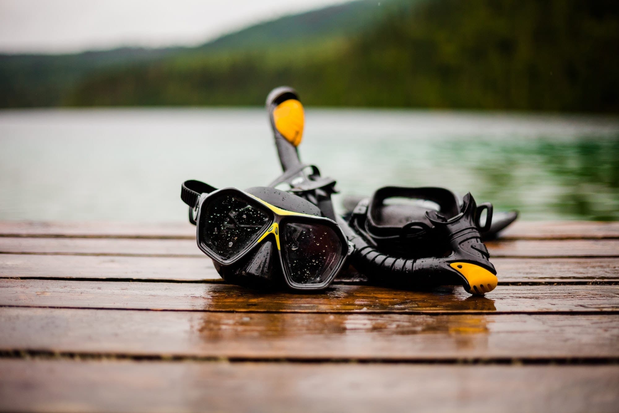 Snorkeling Mask and Tuba on Dock